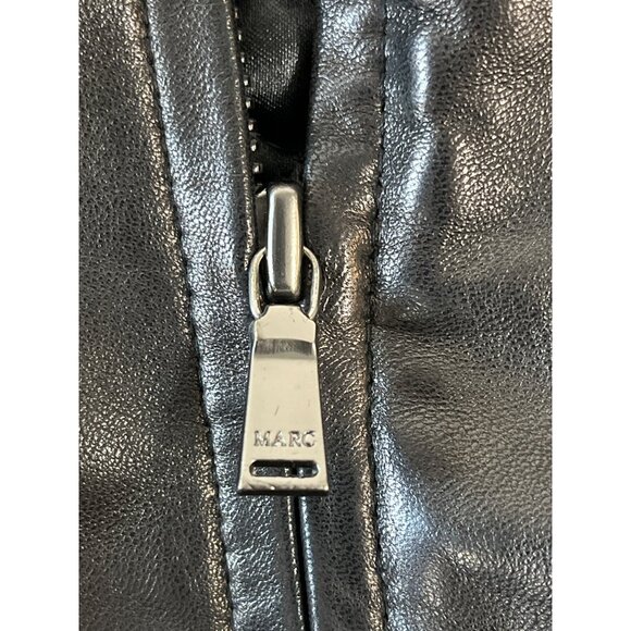 Mens Black Lamb Leather Faux Fur Collar Jacket By Marc New York - New - Picture 6 of 10